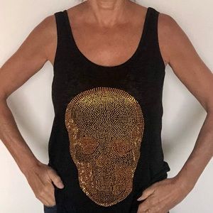 Tank top black with gold skull size S